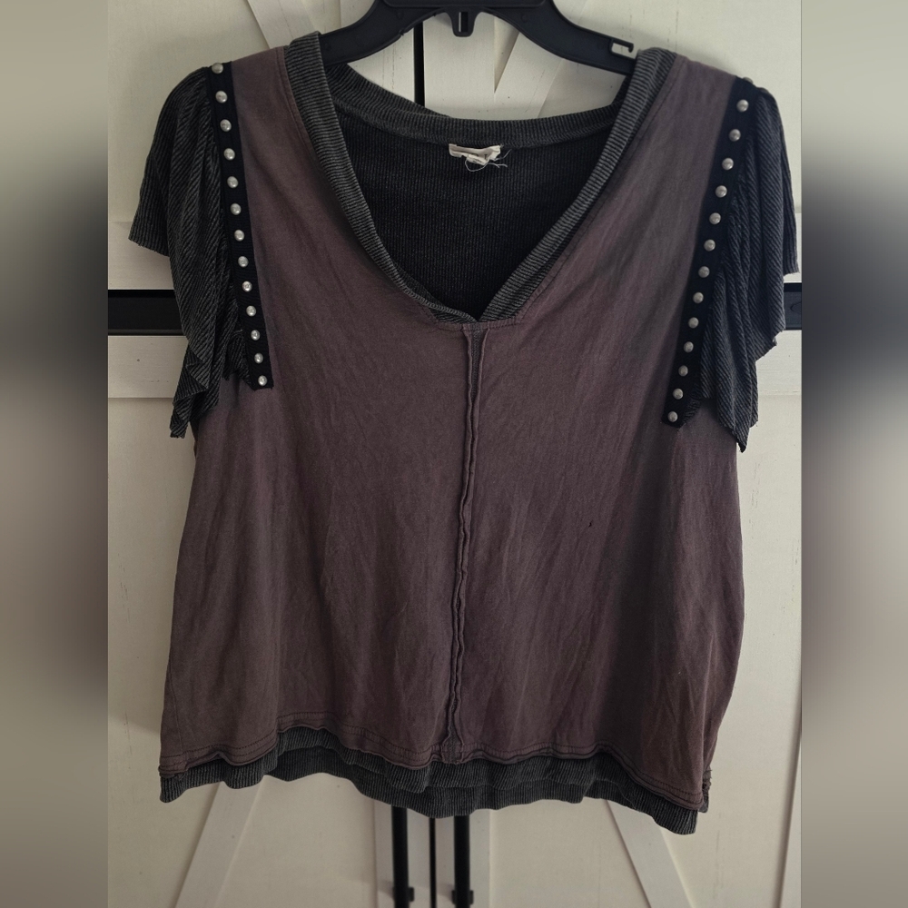 POL Women's Blouse in Purple and Black